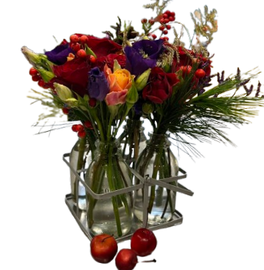 Romantic Set of 4 Milk Bottles